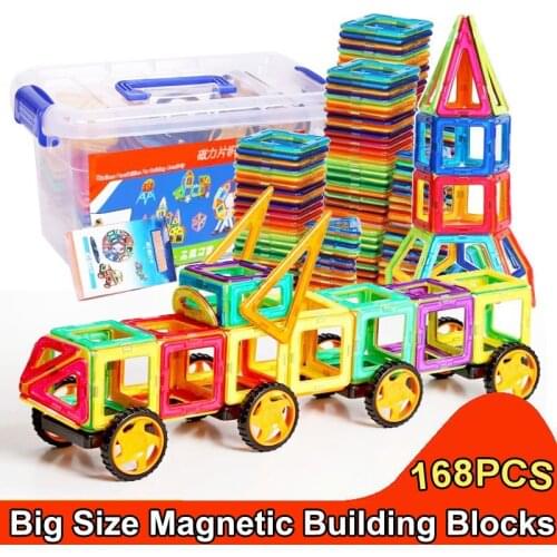 168pcs Designer Magnetic Blocks Big Size DIY Magnet Toys Pulling Magnetic Building Blocks Assembled Toys For Children Gifts