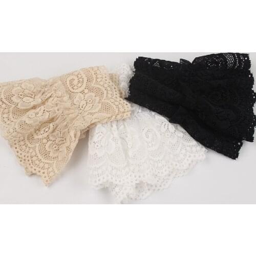 2Pcs/Pair 3 Colors Women Girls Fake Flare Sleeves Floral Lace Pleated Ruched False Cuffs Sweater Blouse Apparel Wrist Warmers