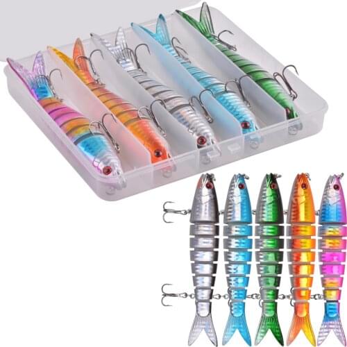 5Pcs/Box Multi Jointed lure Bass Fishing Bait 20G Swimbait Topwater Crankbait Slow Sinking Bait Lifelike Trout lure Kit