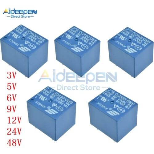 5Pcs Relay SRD-5VDC-SL-C SRD-3VDC-SL-C SRD-6VDC-SL-C SRD-9VDC-SL-C SRD-12VDC-SL-C SRD-24VDC-SL-C SRD-48V 4/5 Pins Relay