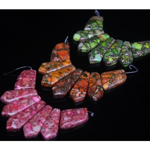 7pcs/set Graduated Necklace Pendants Sea Sediment Arrow Beads,Top Drilled Slice Ocean Impression Jaspers Emperor Stone Jewelry