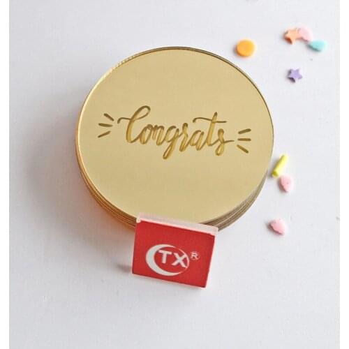 Acrylic Graduation Season Cupcake Toppers Gold Round Baking Cake Toppers for Students Graduation Party Cake Decorations New