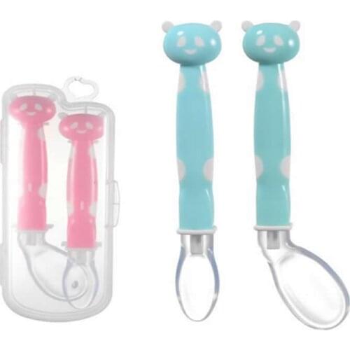 Baby Silicone Soft Spoon Baby Spoon Bowl Tableware Newborn Feed Water Eat Food Supplement Soft Bending feeding Spoon 2pcs/set