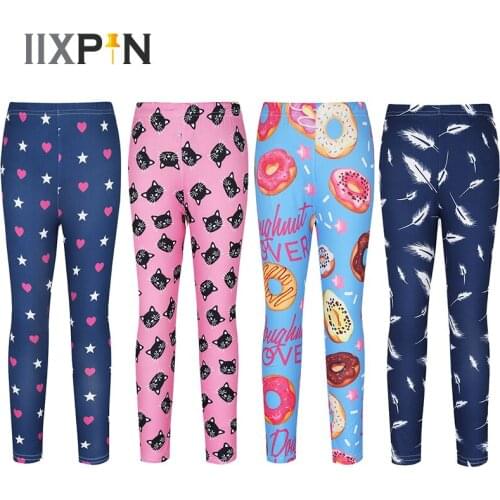 Kids Girls ballet tights Fitness Leggings for children Allover Printed Stretchy Soft Leggings Tights Full Length Pants Trousers