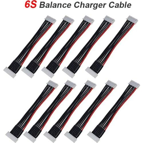 FATJAY 6Pcs Male Female Balance Wire Extention 10cm adapter LiPo Battery Cable 5S 1S 2S 3S 4S 5S 6S Li-po 3.7V 7.4 V 11.1V 18.5V