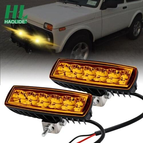 HAOLIDE 2 Pcs 6 Inch Fog Work Light Yellow Motorcycle Light Light Bar Spot Lamp Offroad Driving Fog 4WD SUV UTE Truck