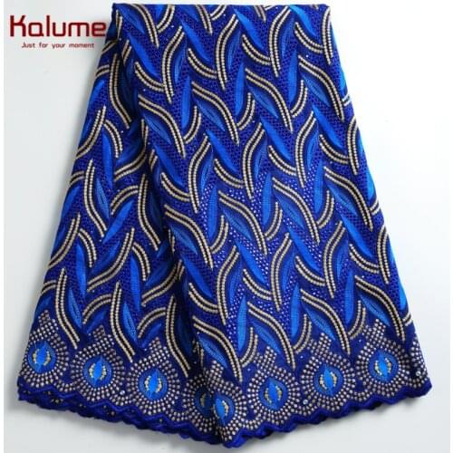 Kalume Swiss Cotton Lace Fabric 5 Yards Voile 2021 High Quality tAfrican Cotton Lace Fabric Stones For Diy Sew Dress F2266