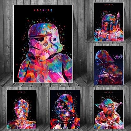 Disney Star Wars Watercolor Canvas Art Paintings Posters and Prints Portrait of Yoda Wall Art Pictures Home Decor Cuadros