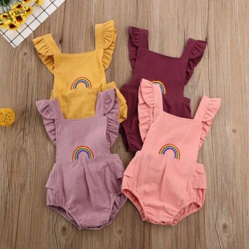 Infant Baby Girl Sleeveless Romper Ruffled Cotton Jumpsuit Outfits Sunsuit Cute Baby Girl Clothes 0-18M