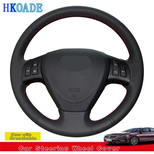 DIY Hand-stitched Black Artificial Leather Car Accessories Steering Wheel Cover For Chery Fulwin 2 2013-2016 A3 2010-2012