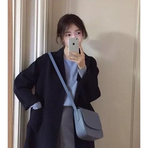 Cream blue multi-purpose clamshell small square bag new retro college solid color one shoulder messenger saddle bag tide