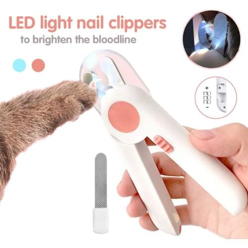 Pet Dog Nail Clipper with LED Light Stainless Steel Scissors Cat Nail Cutter Clippers Trimmer Grinder Professional Grooming Tool