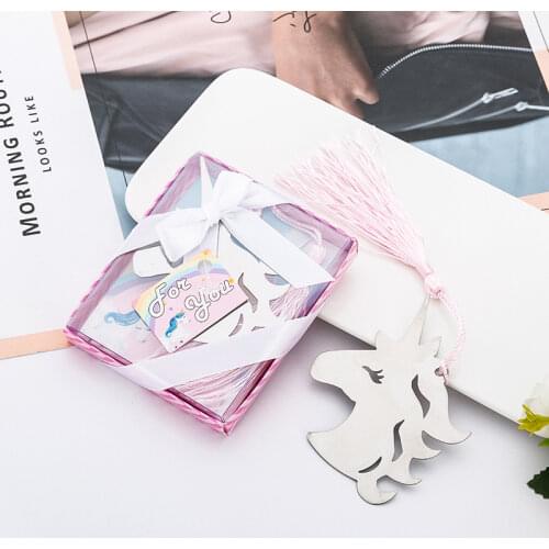 Unicorn metal Bookmark for Baptism Baby Shower Souvenirs Party Christening Giveaway Gift Wedding favor 50pcs Students gift
