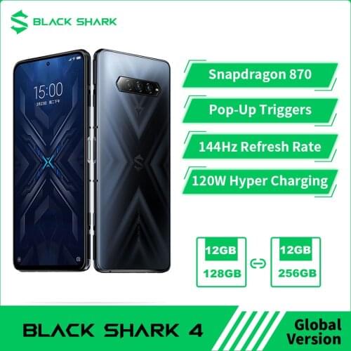 Black Shark 4 Global Version 5G Gaming Phone NFC Snapdragon 870 Pop-Up Triggers 144Hz Refresh Rate 67W Fast Change Cellphone
