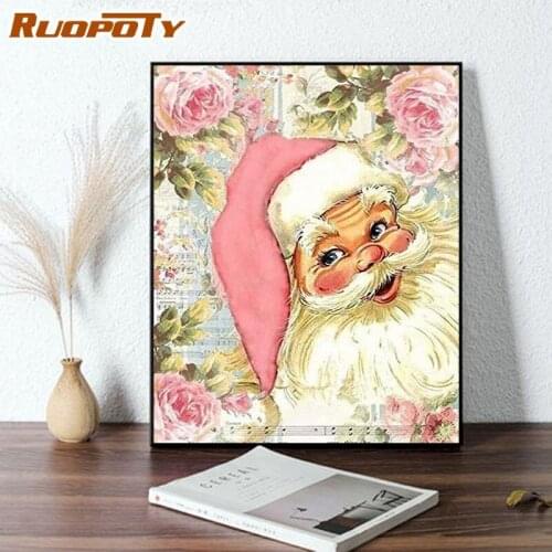 RUOPOTY Santa Claus paints by numbers Figure zero basis wall decor kits Acylic for adult handpainted paints by numbers gift