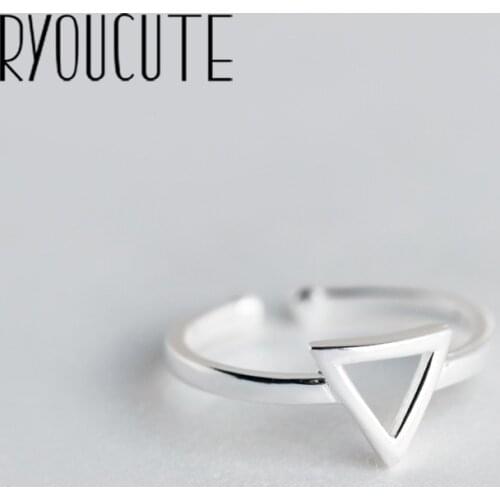 RYOUCUTE 100% Real Silver Color Jewelry Korean New Triangle Fashion Rings for Women Statement Antique Ring Anillos