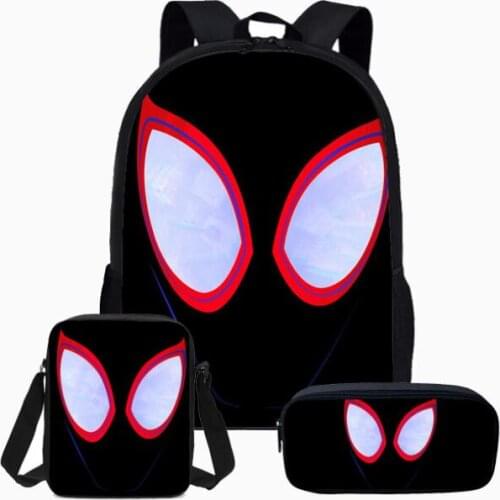 New spider man parallel universe 17 inch high capacity computer backpack combination student schoolbag three piece Backpack