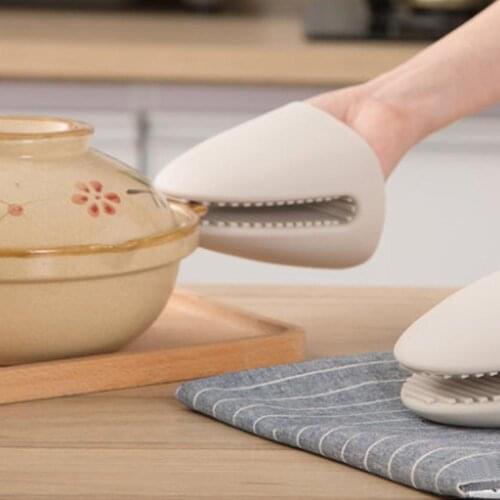 Silicone Heat Resistant Gloves Pot Bowel Holder Clip Insulation Anti-slip Clips Cooking Baking Oven Mitts Kitchen Gloves