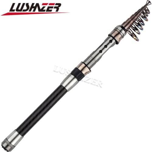 LUSHAZER Fiber Telescopic fishing rod 2.1m 2.4m 2.7m 3.0m 3.6m Spinning Pole Hand Fishing Tackle Sea Rod Ocean Rod