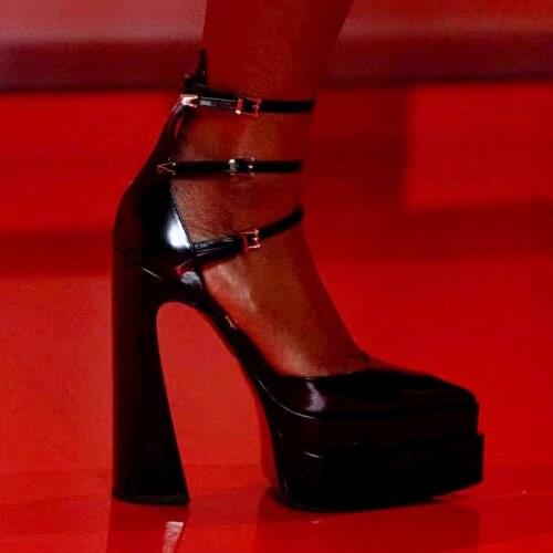 Women shoes sexy pumps luxury brand crystal buckle spring summer female party wedding shoes round toe high heels woman sandals