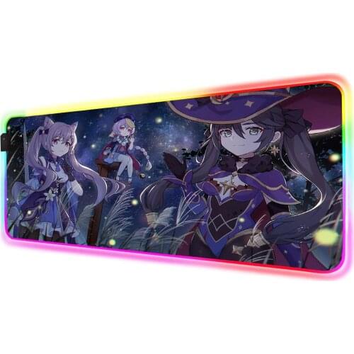 Genshin Impact Mousepad Gamer Girl Mats Desktop Computer Mouse Pad Anime RGB for PC Mat Game Carpet Mouse Xxl LED Laptop Carpet