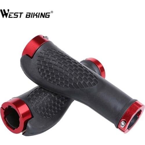 WEST BIKING Cycling Grips Ergonomic Rubber Aluminum Road Mountain Bikes Handlebar Grips Anti-skid Bike Accessories Bicycle Grips