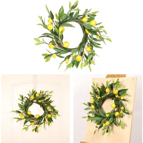 18'Spring Fruit Wreath with Artificial Lemon Decorative Wreath for Front Door