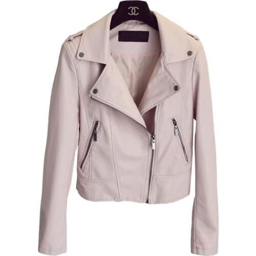 2017 New Women Faux Leather Jacket Slim Long Sleeve PU Jacket Zipper Coat Lady Sexy Black Motorcycle Jacket