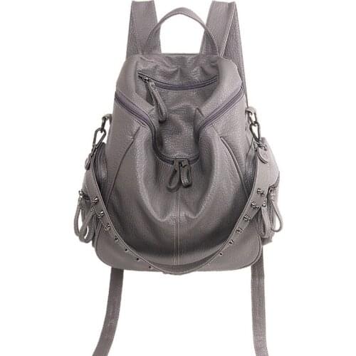 PU Backpacks for Women School Bags Ladies Leather Laptop Backpack Fashion Rivets Female Backpack Teenage Girls Student Book Bags