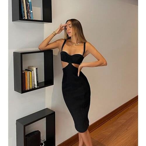New Summer Womens Sexy Sling Hollow Bandage Dress V-neck Halter Celebrity Kylie Jenner Fashion Club Evening Boutique Dress