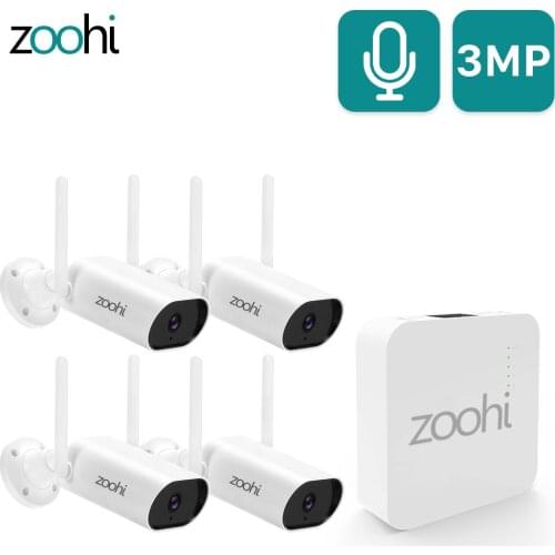 Zoohi Wireless Mini NVR 3MP Wifi Camera Set Surveillance Video System Sound Record Home Outdoor Security Camera System