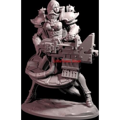 1/24 75mm 1/18 100mm Resin Model Female Soldier Machine Gunner Figure Unpainted No Color RW-005