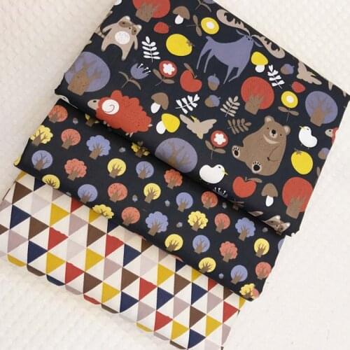 Pretty Cartoon Forest Animals Bear Tree Printed 100% Cotton Fabric 50x160cm Fabric patchwork quilting bedding cushion baby cloth