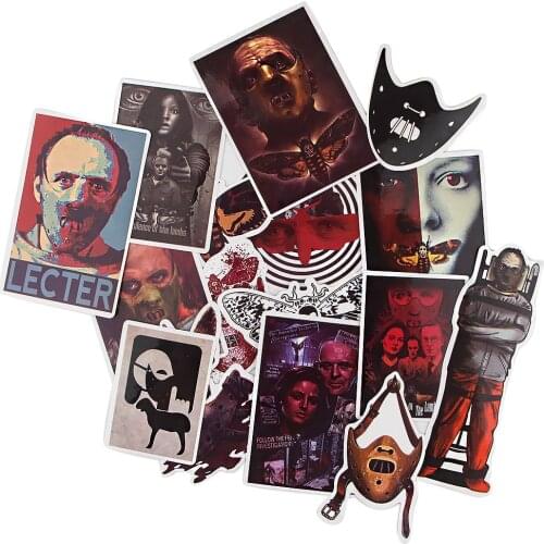15pcs Horror Silent Lamb Stickers Suitcase Skateboard Fridge Notebook Cartoon Vintage The Silence Of The Lambs Movie Stickers
