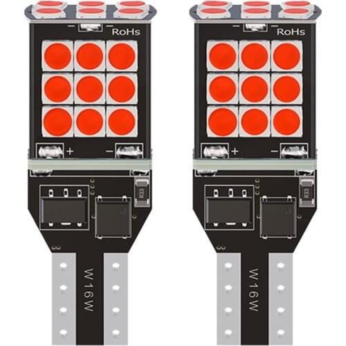 2PCS T15 921 W16W WY16W 2100Lm 3030 LED Auto Additional Brake Lights Reverse Light Car Rear Turn Signals White Red Amber Yellow