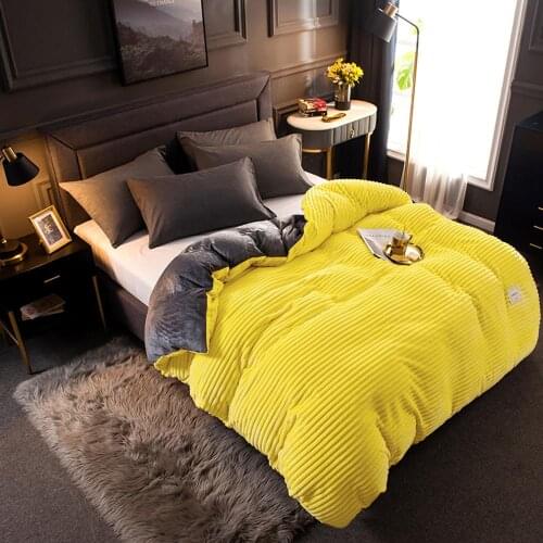 45 New Winter Soft Warm Red Yellow Coral Velvet Quilt Bed Cover One Piece Flannel Thickening Warm Duvet Bedding Cover