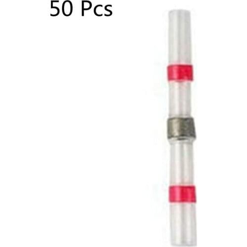 50 Pcs Heat Shrink Butt Crimp Terminals Waterproof Solder Seal Electrical Butt Connectors Wire Cable Splice Terminal Kit