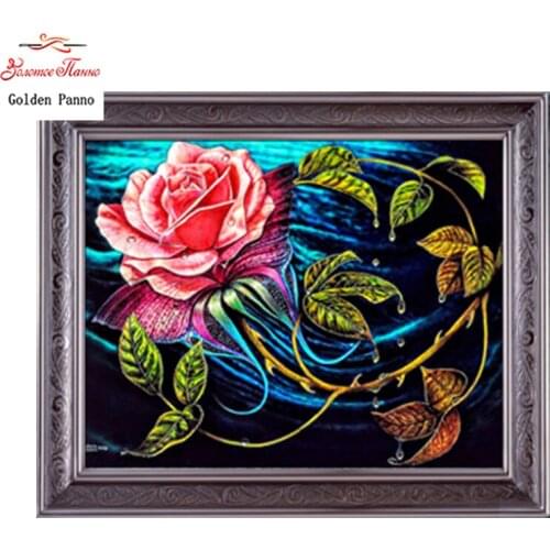 Gloden Panno,5D,diy diamond embroidery,full,round special,Diamond Painting,Cross Stitch,3D,diamond,Needlwork,Pink flowers 804