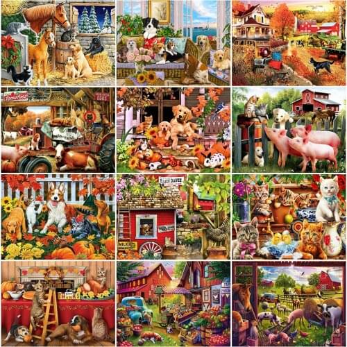 EverShine Diamond Embroidery Animal Rhinestones Diamond Painting Dog Cartoon Cross Stitch Mosaic Full Drill Square Home Decor