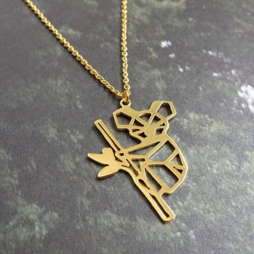Cute Koala Animals Necklace Stainless Steel Minimalist Geometric Koala Gold Pendant Jewelry For Women Girl Best Friend Gift