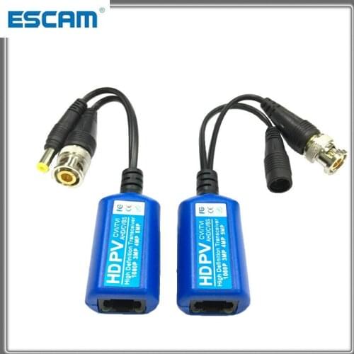 For 2MP 3MP 4MP ESCAM 215PV 200M Range For HD CVI/AHD/TVI Twisted BNC CCTV Passive Transceivers Cat5 CCTV UTP Video Balun IPC