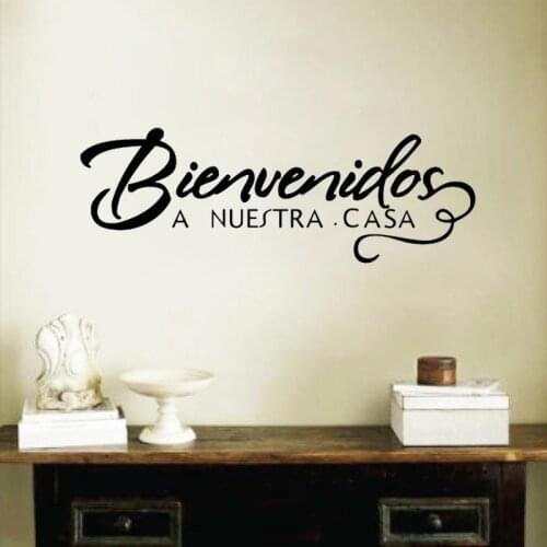 Welcome to Our Home Spanish Quote Wall Sticker Welcome Sign Decoration Vinyl Decals Bienvenidos a nuestra casa Home Decor