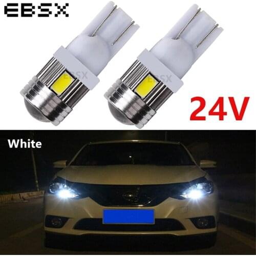 EBSX 20PCS DC 24V T10 5630 SMD 6 LED 5730 With Lens Auto Wedge Clearance Lamp White Car Marker Light Parking Bulb Car Styling