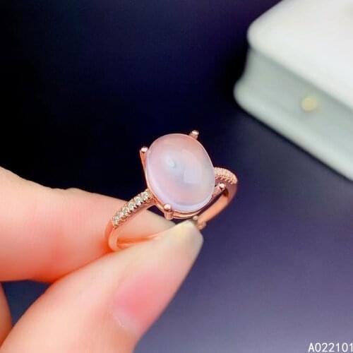 KJJEAXCMY fine jewelry S925 sterling silver inlaid natural Rose Quartz new girl trendy ring support test Chinese style