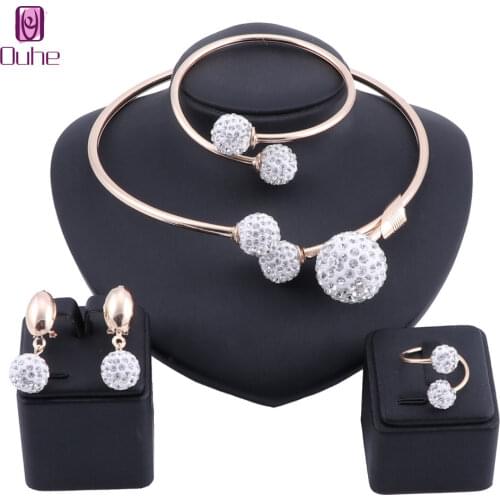 Exquisite Dubai Gold/Silver Color Crystal Sets Nigerian Wedding Woman Accessories Jewelry set African Beads costume Jewelry Set