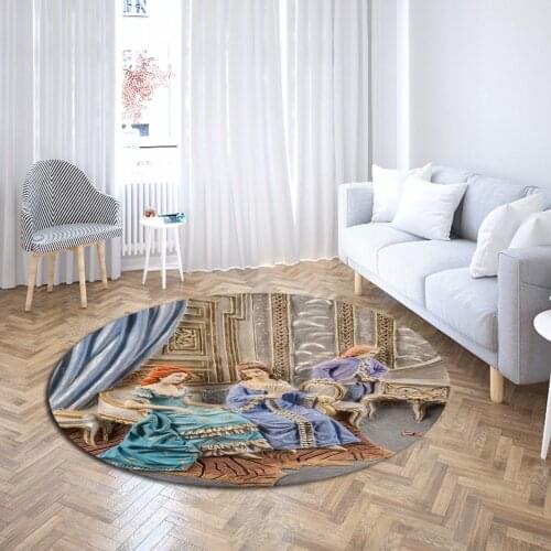 Angel Oil Painting Round Carpet 3D Print European Thailand Indian Floor Rugs Character Chair Area Carpet Home Luxury Floor Mat