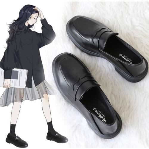 Japanese ins small leather shoes women 2020 new British round head college style soft girl flat bottom female lolita shoes