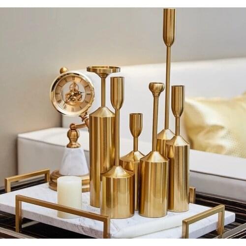 European style metal candlestick ornaments romantic candlelight dinner props living room table bedroom household decorations