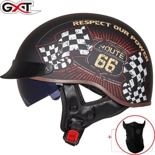 2020 New GXT Retro Motorcycle Helmet Vintage Moto Helmet Open Face Scooter Biker Motorbike Racing riding Helmet DOT Approved
