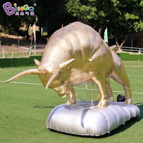 Customized 3.3x1.3x1.9 Meters Inflatable Golden Bull Balloons For Decoration / Bullfight Inflated Advertising Cattle - BG-C0409